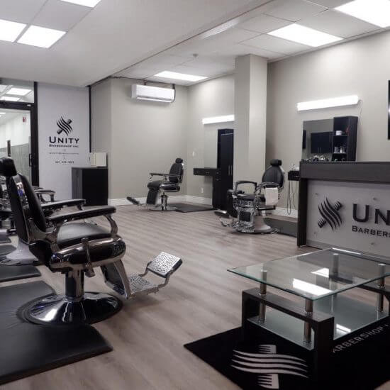 Interior Of Unity Barbershop In Mississauga
